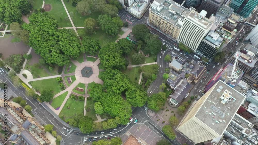 Aerial view of the Sydney Central Business District and Hyde Park