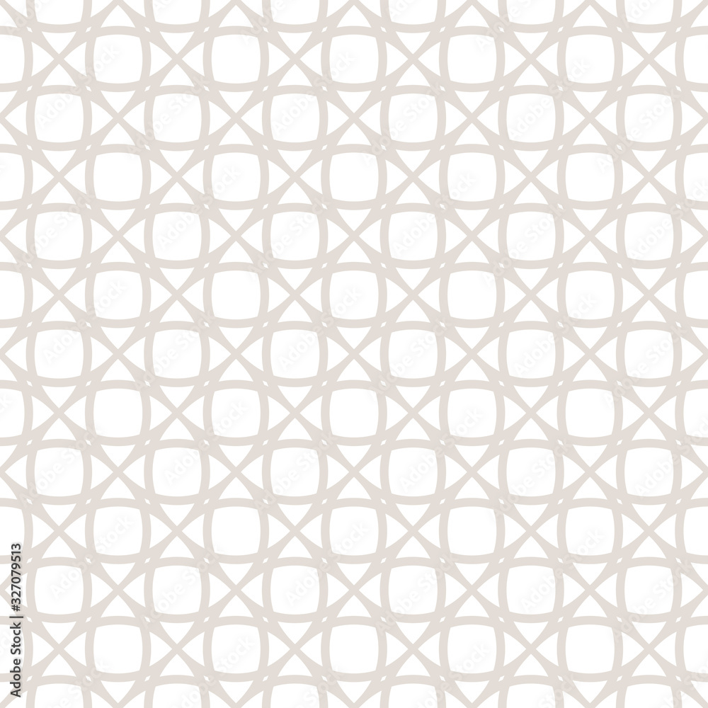 Subtle seamless pattern. Vector texture with delicate grid, net, mesh, lace, lattice, weave. Simple abstract white and beige geometric background, repeat tiles. Minimalist design for decor, fabric Subtle seamless pattern. Vector texture with delicate grid, net, mesh, lace, lattice, weave. Simple abstract white and beige geometric background, repeat tiles. Minimalist design for decor, fabric