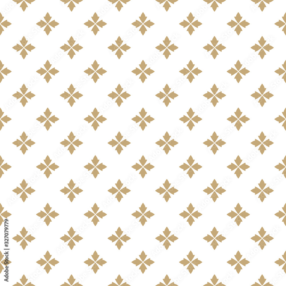 Golden seamless pattern. Gold and white vector floral texture. Abstract geometric background with small flowers, petals. Luxury repeating ornament. Design for decoration, fabric, curtain, cloth, print Golden seamless pattern. Gold and white vector floral texture. Abstract geometric background with small flowers, petals. Luxury repeating ornament. Design for decoration, fabric, curtain, cloth, print