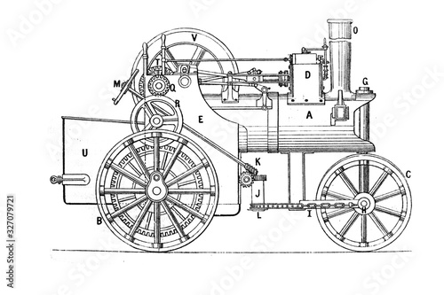 Wallpaper Mural The old self propelled vehicle in the old book Meyers Lexicon, vol. 4, 1897, Leipzig Torontodigital.ca