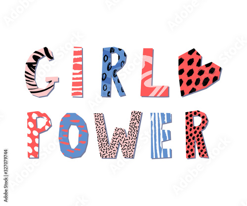 Girl power lettering concept. Feminist slogan. Print for poster or clothes design. 