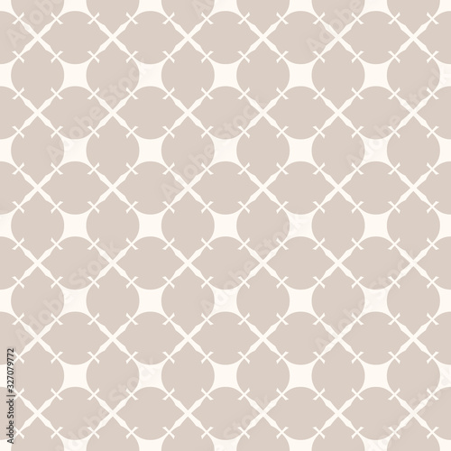 Retro vintage vector background texture. Geometric seamless pattern with delicate grid, mesh, lattice, rounded shapes. Simple abstract beige ornament. Minimalist repeat design for decor, wallpapers