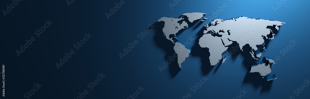 3D rendering planisphere on blue background