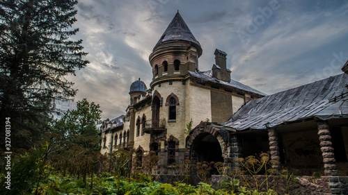 The magnificent and abandoned mansion of the merchant Eliseev, looks like a princess castle. photo