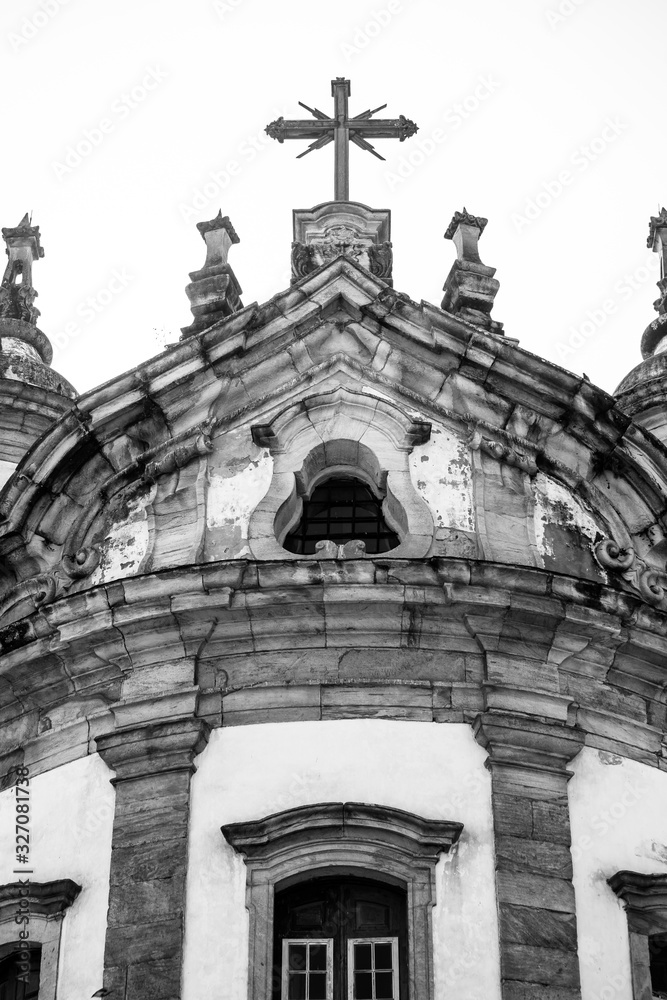 Fototapeta premium A church at Ouro Preto, Minas Gerais, Brazil. Ouro Preto is former capital of the state of Minas Gerais, Brazil. This city used to be a very rich city from gold mining.