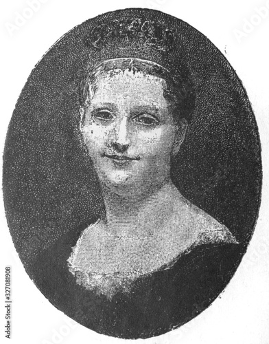 Portrait of Pauline Bonaparte in the old book The History of Napoleon I, by Peer, 1893 photo