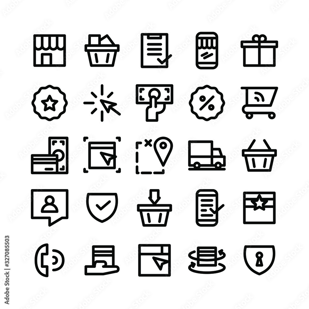 vector icon image of online shopping, outline style version vector icon image of online shopping, outline style version