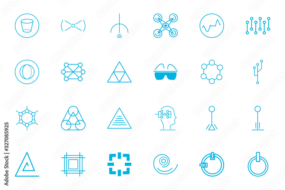 Isolated futuristic line style icon set vector design Isolated futuristic line style icon set vector design