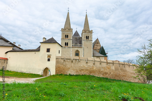 spisska kapitula, slovakia - APR 29, 2019: st. martin's cathedral in spring. One of the largest Romanesque and Gothic styles architecture monuments build between 13 and 15 century in eastern slovakia photo