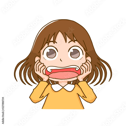 	驚き　おどろく　女性　びっくり　