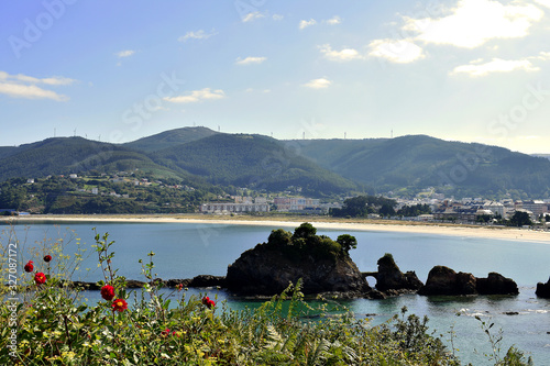 Os Castelos rocks on the beach of Seiramar, between Covas a Sacido, in Viveiro, Lugo, Galicia. Spain. Europe. October 05, 2019 photo