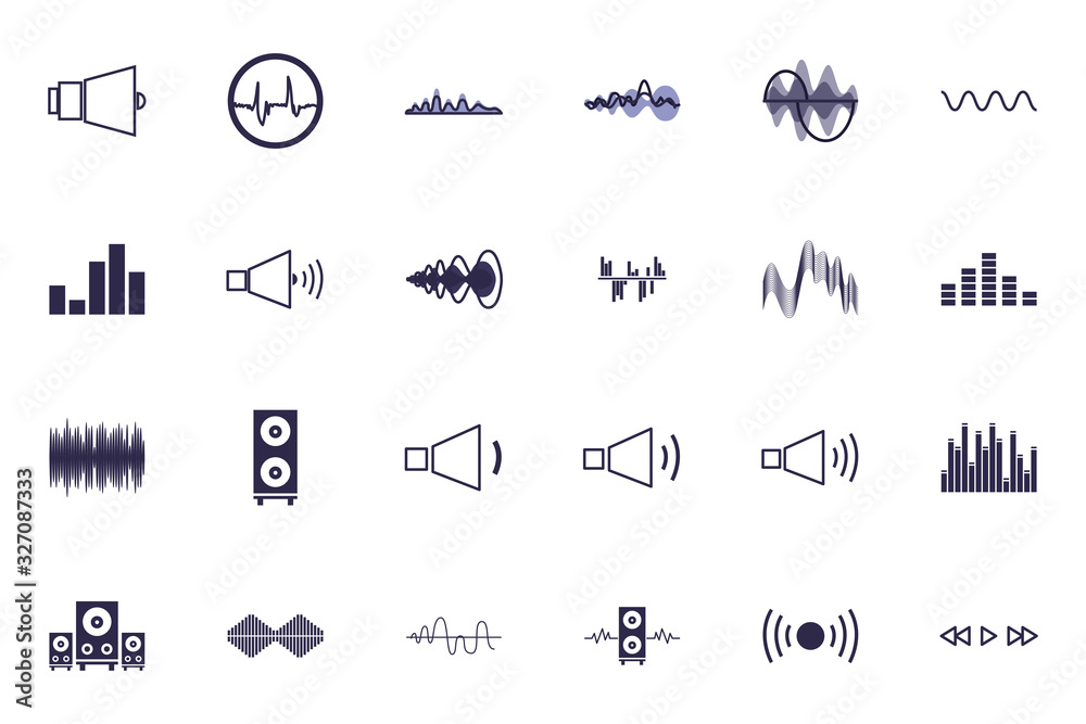 Isolated waves and music fill style icon vector design Isolated waves and music fill style icon vector design
