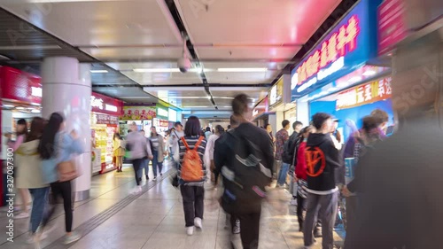 nanjing city underground shopping square walking timelapse panorama 4k china photo