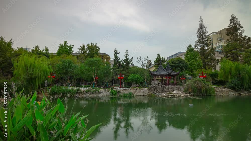 sunny day nanjing city center park pond timelapse panorama 4k china sunny day nanjing city center park pond timelapse panorama 4k china