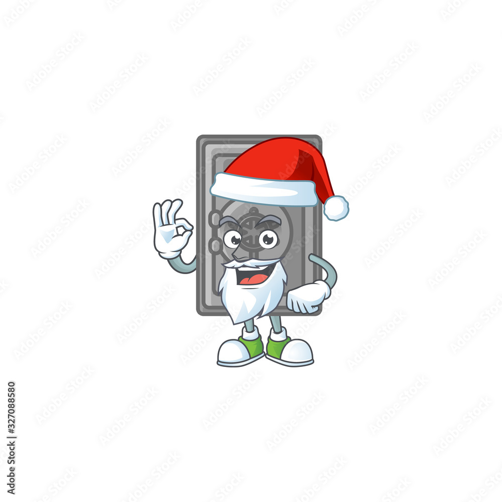 A lovely Santa security box closed mascot picture style with ok finger A lovely Santa security box closed mascot picture style with ok finger