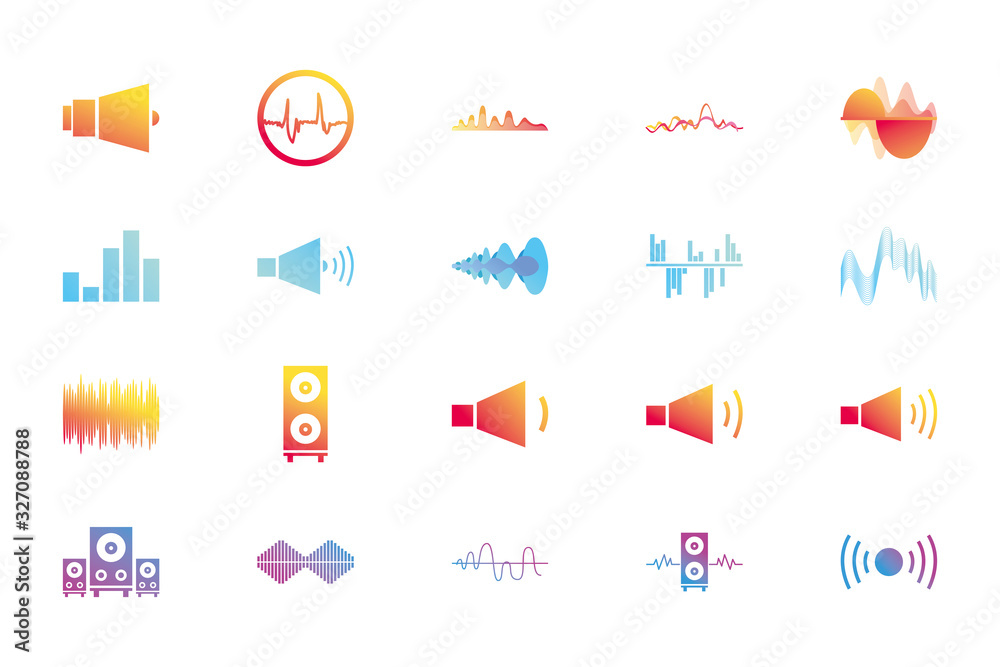Isolated waves and music gradient style icon vector design
