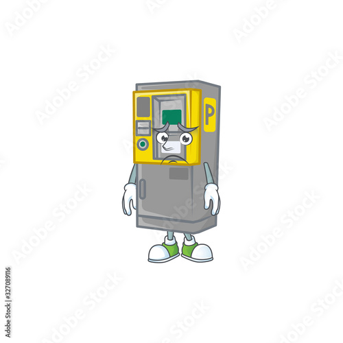 Cartoon character of a parking ticket machine having an afraid face