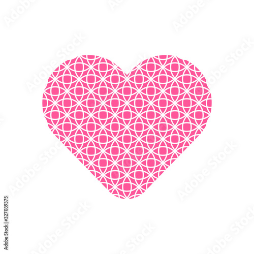 Pink circle repeat pattern in heart symbol vector isolated on white background.