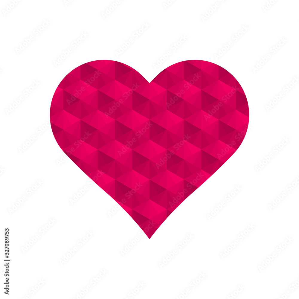 Pink 3d cubes repeat pattern in heart symbol vector isolated on white background. Pink 3d cubes repeat pattern in heart symbol vector isolated on white background.