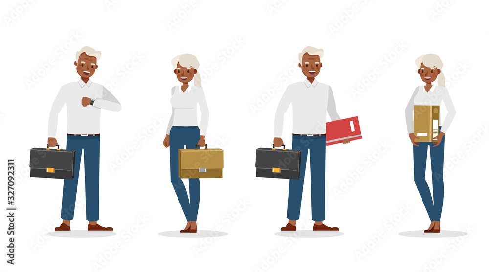 business people working in office character vector design. no50