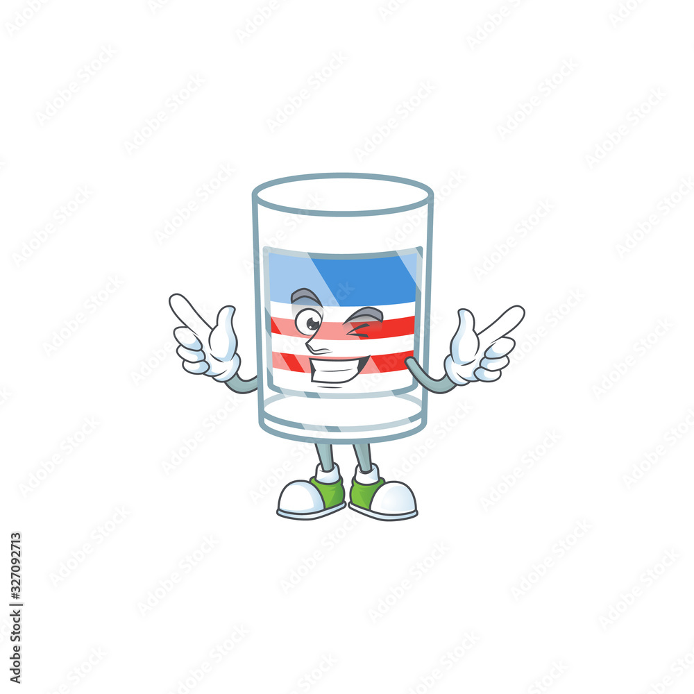 A comical face USA stripes glass mascot design with Wink eye A comical face USA stripes glass mascot design with Wink eye