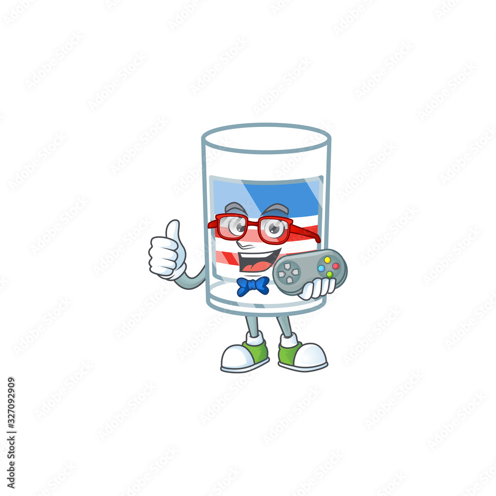 An attractive gamer USA stripes glass cartoon character design