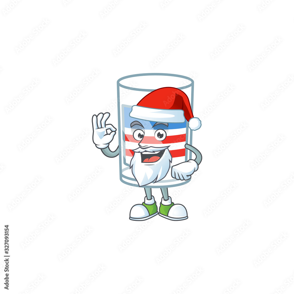A lovely Santa USA stripes glass mascot picture style with ok finger