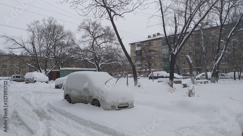 snow, snow removal, trees in the snow, winter in the city, streets in the snow, public utilities, lights in the snow, winter day
