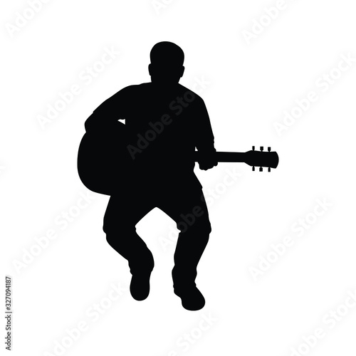 Male guitar player silhouette vector