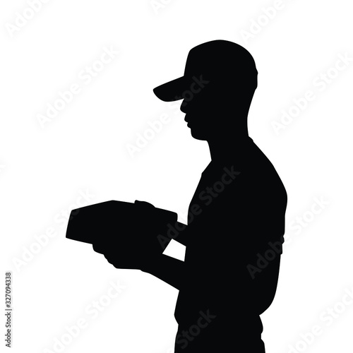 Delivery man silhouette vector 