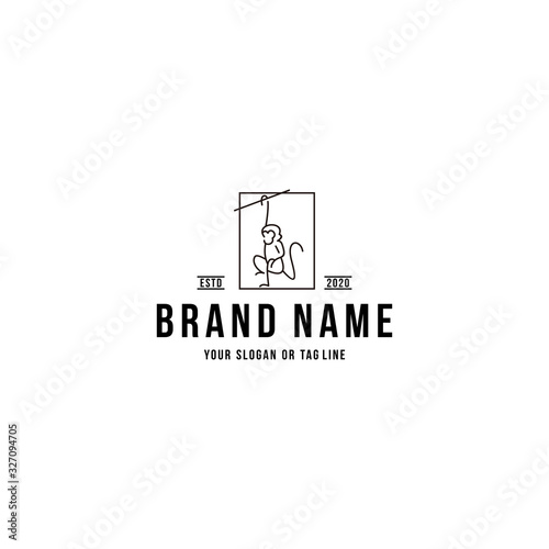 monkey logo design hanging vector