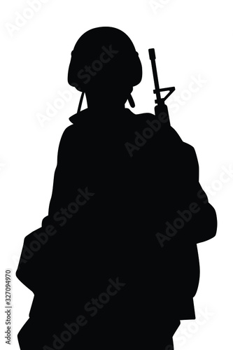 Soldier silhouette vector, Parachuting airborn