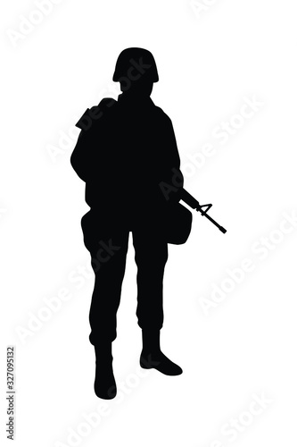 Soldier silhouette vector, Parachuting airborn