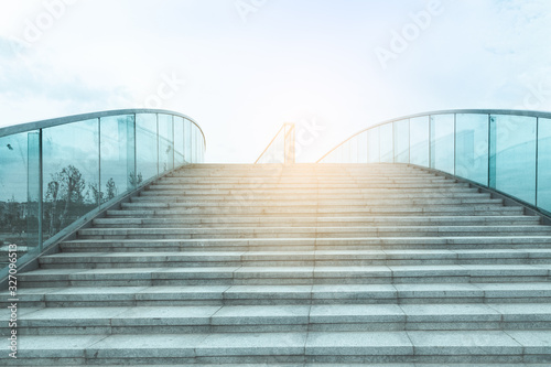 modern bridge with glass handrail