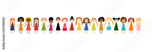 Vector illustration with cute women for your design card, poster, flyer and other. Female characters