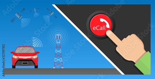 E Call eCall emergency call car crash drive  radio navigation global automated location data rural M2M PSAP save lives position reduce center response radar fatality ADAS V2X