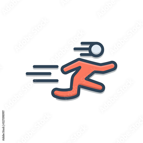 Color illustration icon for fast speed run