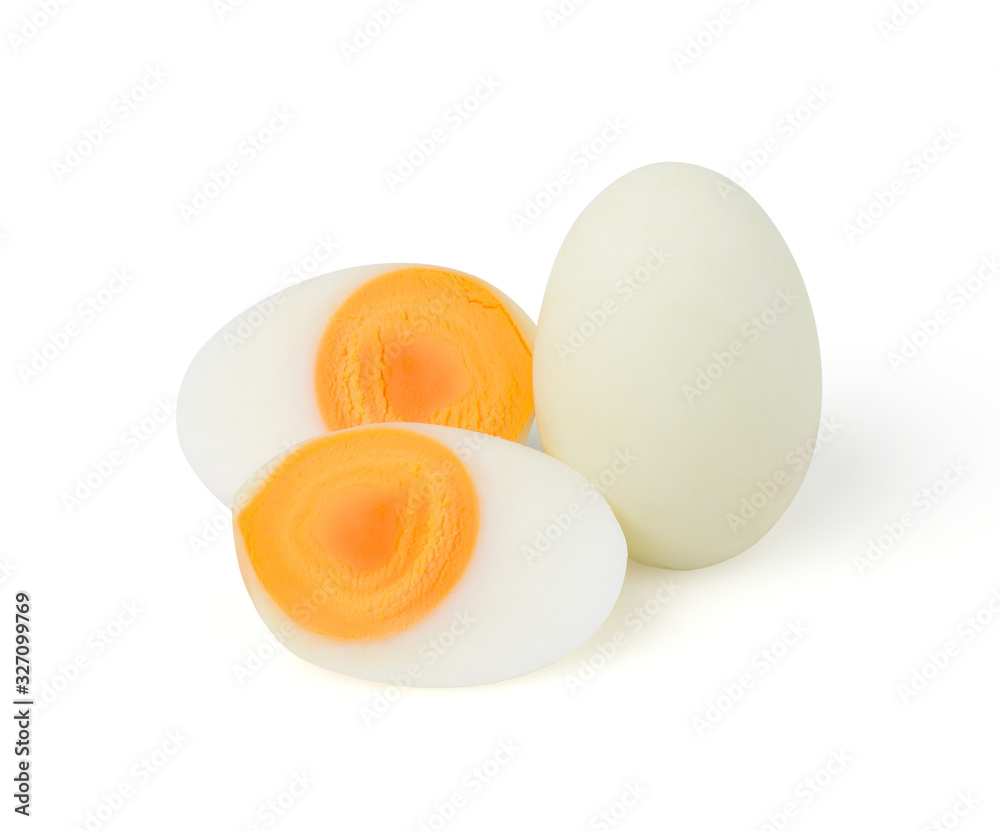 Boiled eggs isolated on the white background,copy space.