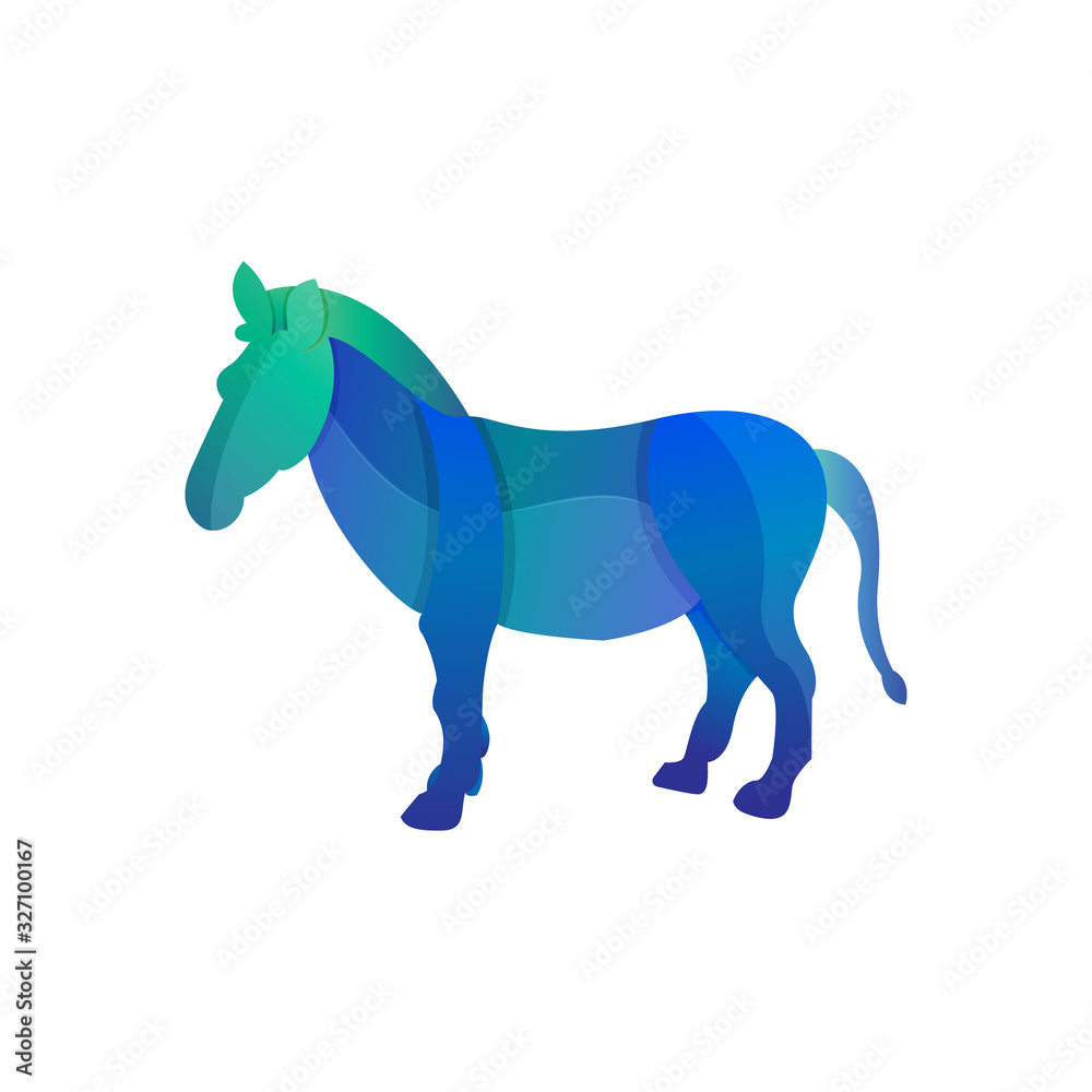 Fototapeta premium zebra logo with a simple and colorfull blue gradient color