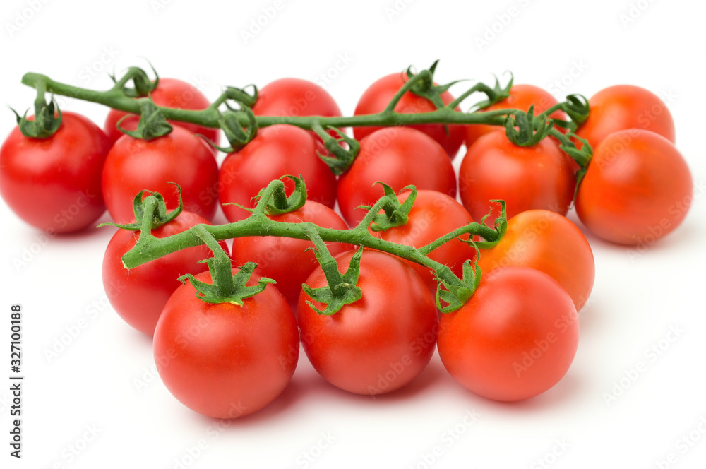 Fresh tomatoes isolated on white background.