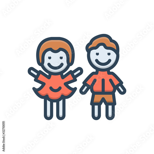 Color illustration icon for children kids 