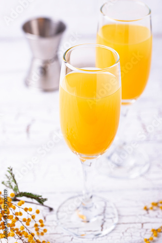Mimosa cocktail with orange juice