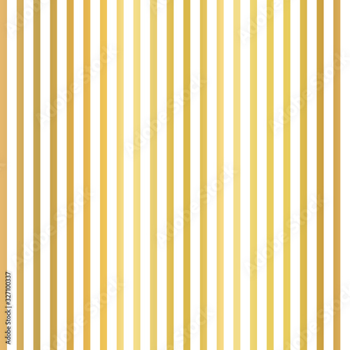 Gold foil vertical thin stripes seamless vector background. Golden metallic stripes on white repeating pattern texture.