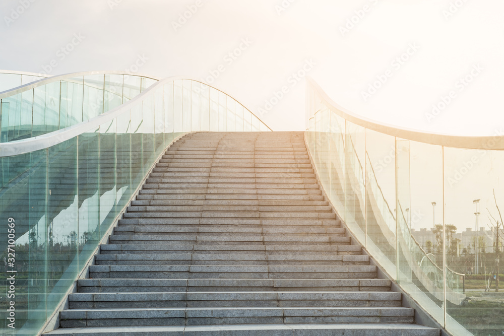 modern bridge with glass handrail