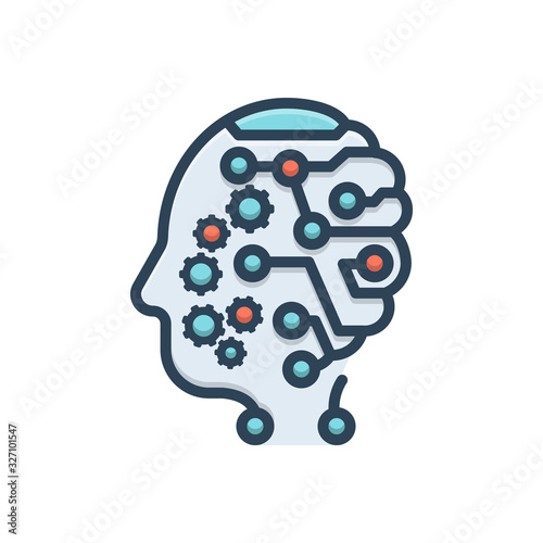 Color illustration icon for mind 