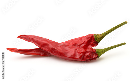 Fototapeta Naklejka Na Ścianę i Meble -  Dried chillies isolated on white background.