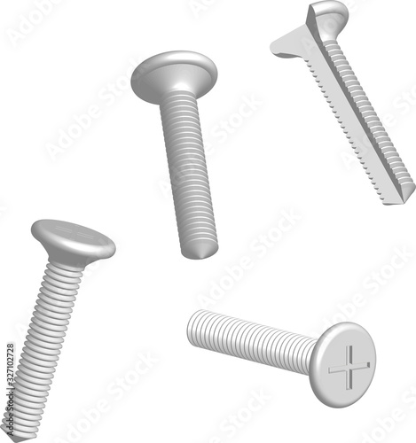 mounting bolt with thread on a transparent background, 3D illustration, isolated