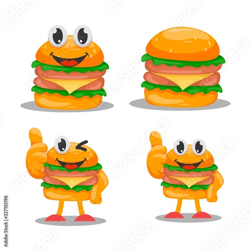 delicious burger mascot cartoon vector design
