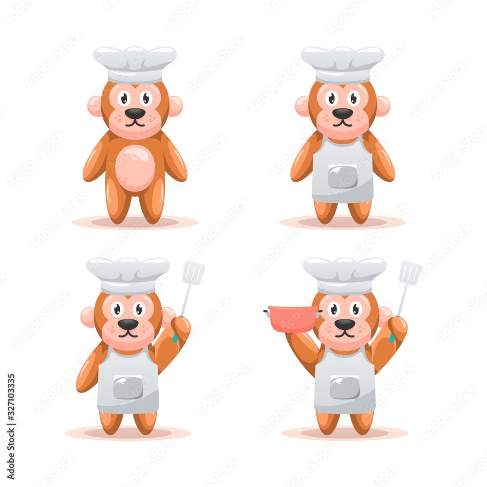 adorable monkey chef mascot cartoon vector adorable monkey chef mascot cartoon vector