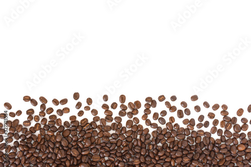 coffee beans isolated on the white background copy space.